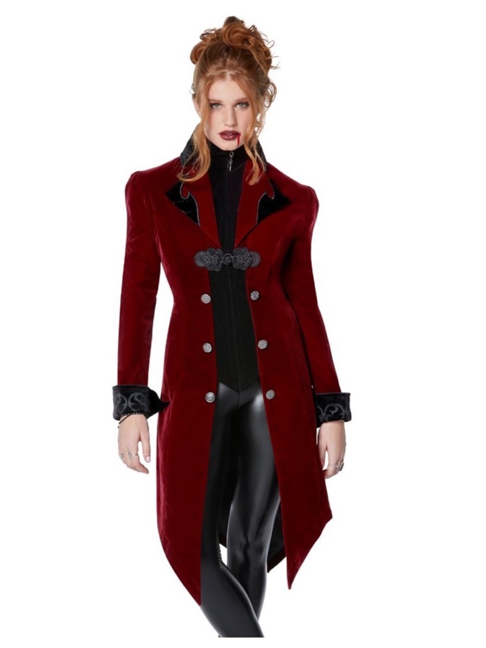 Spirit Women's Burgundy & Black Velvet Coat - Picture 6 of 6